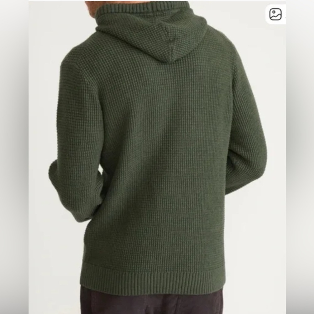 Marine Layer Waffle Knit Wool Cotton Blend Pullover Hoodie Green XL - Picture 4 of 15